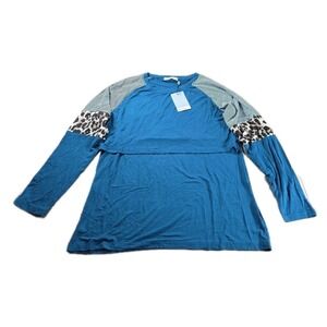 Smallshow Nursing top breast feeding LEOPARD long sleeve New SZ MEDIUM